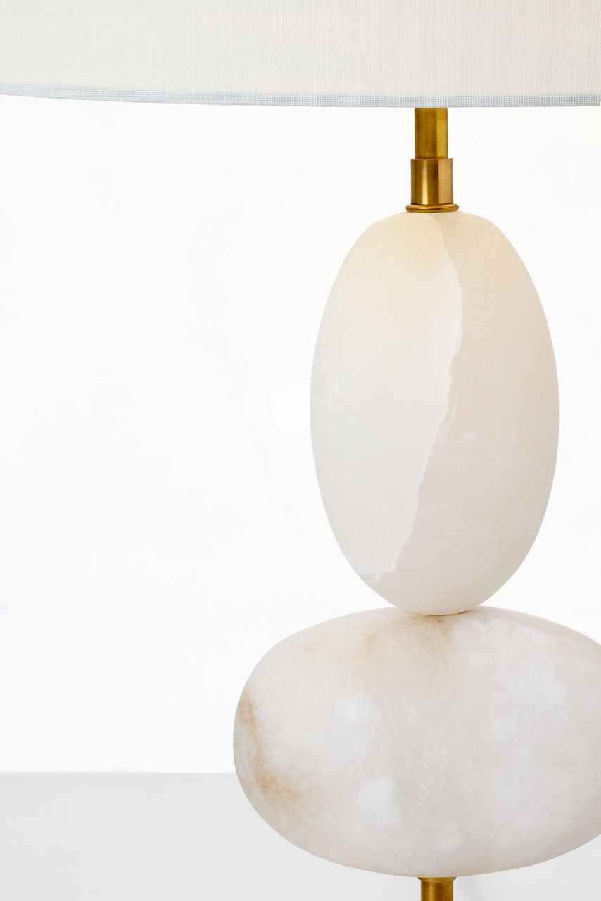 Dani Medium Table Lamp | Alabaster | Linen Shades