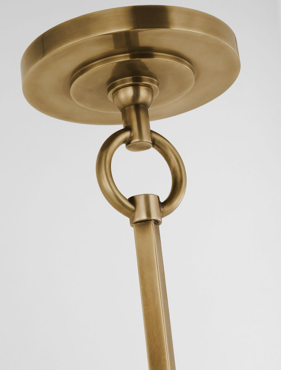 Reed Hanging Shade | Hand-Rubbed Antique Brass | Linen Shade | Black Trim