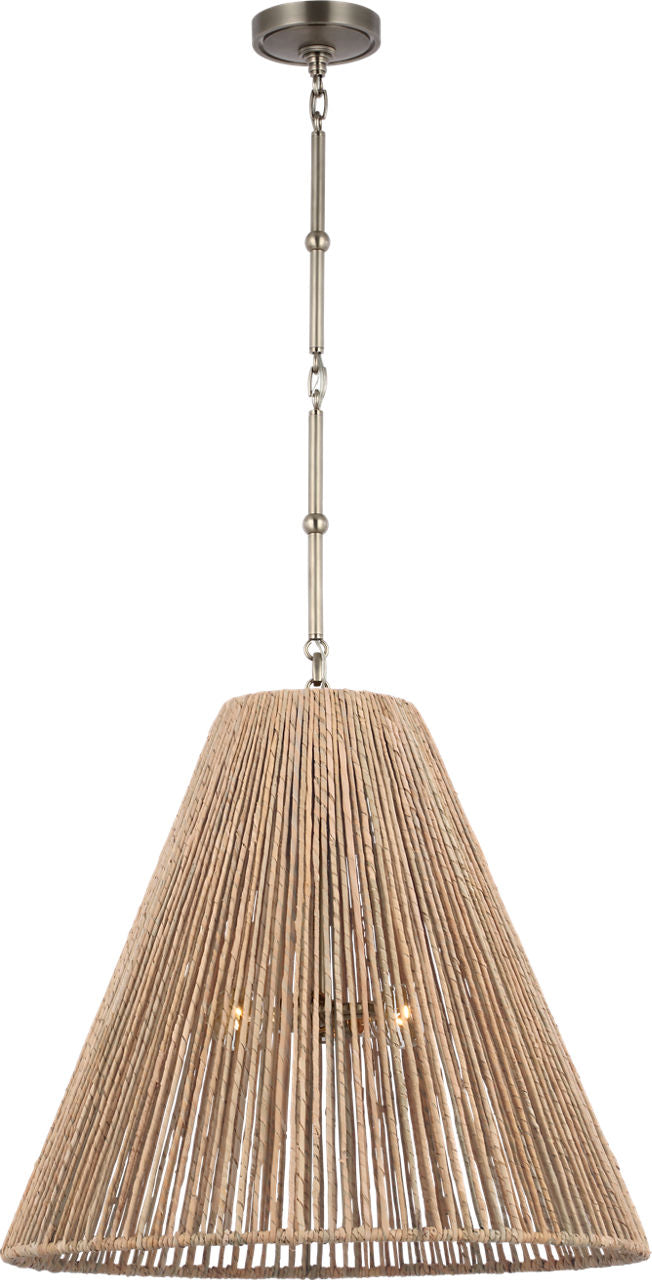Goodman Large Hanging Lamp | Antique Nickel | Natural Abaca Shade