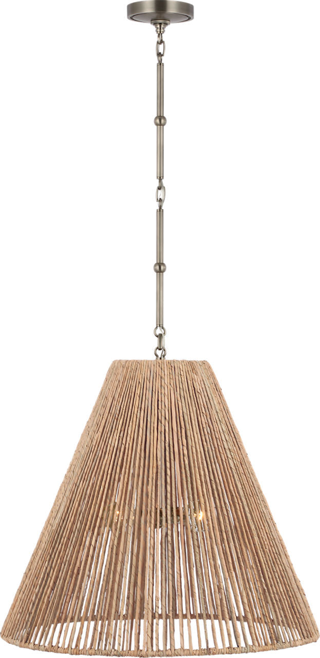 Goodman Large Hanging Lamp | Antique Nickel | Natural Abaca Shade