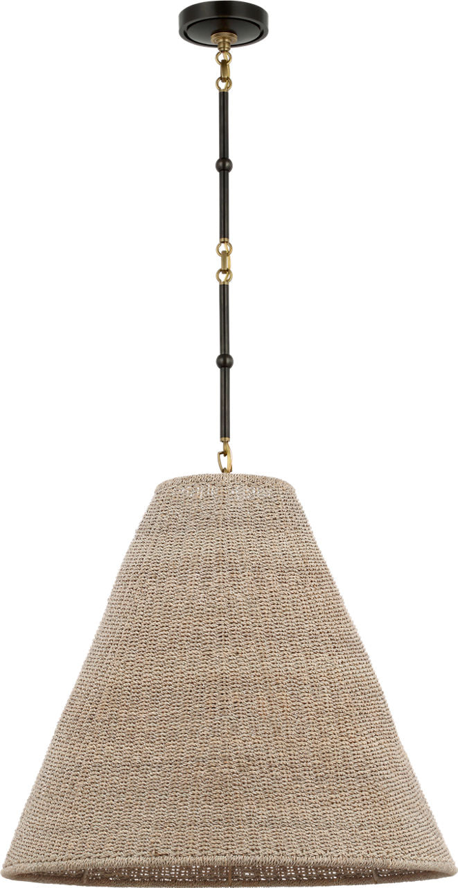 Goodman Large Hanging Lamp | Bronze and Hand-Rubbed Antique Brass | Ash Shade