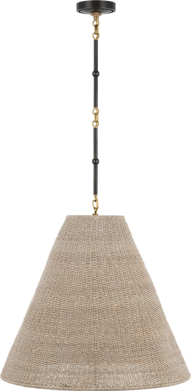 Goodman Large Hanging Lamp | Bronze and Hand-Rubbed Antique Brass | Ash Shade