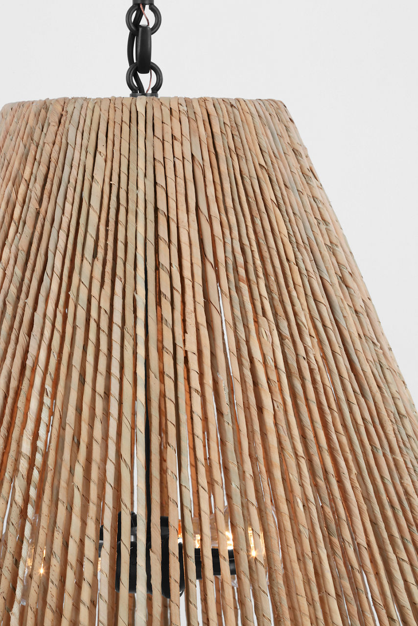 Goodman Large Hanging Lamp | Bronze | Natural Abaca Shade