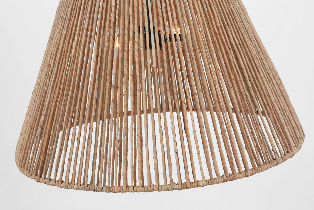 Goodman Large Hanging Lamp | Bronze | Natural Abaca Shade