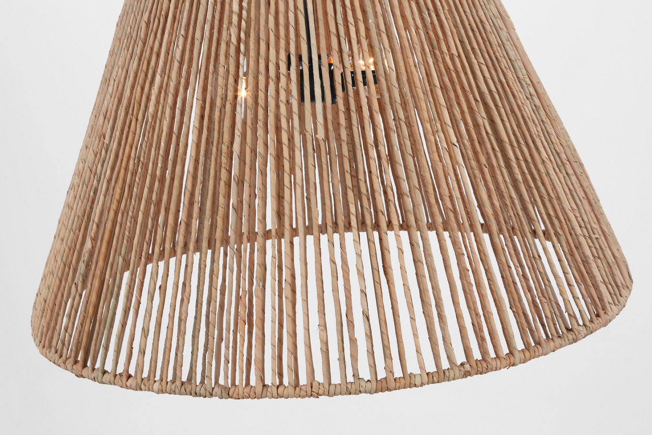 Goodman Large Hanging Lamp | Bronze | Natural Abaca Shade