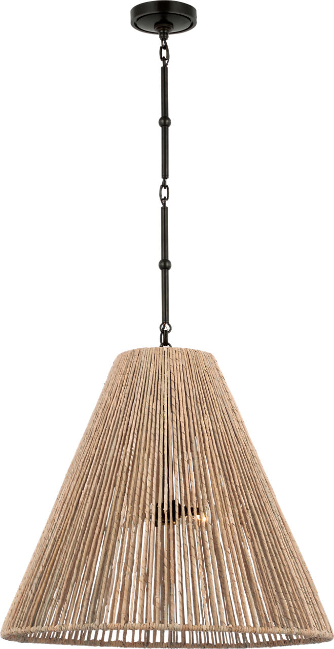 Goodman Large Hanging Lamp | Bronze | Natural Abaca Shade