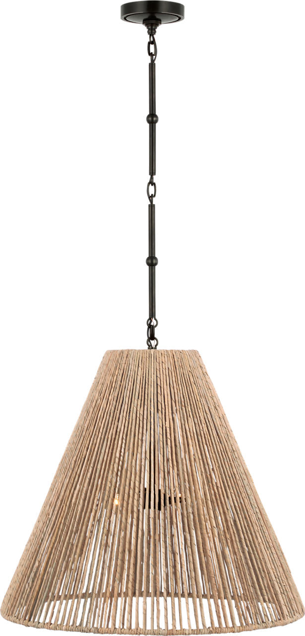 Goodman Large Hanging Lamp | Bronze | Natural Abaca Shade