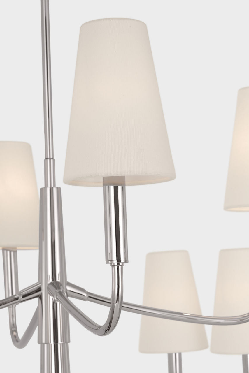Farlane Large Chandelier | Polished Nickel | Linen Shades