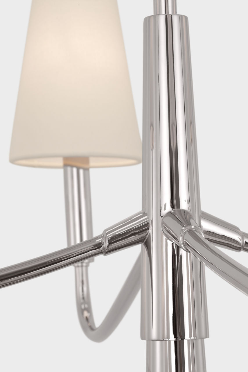 Farlane Large Chandelier | Polished Nickel | Linen Shades