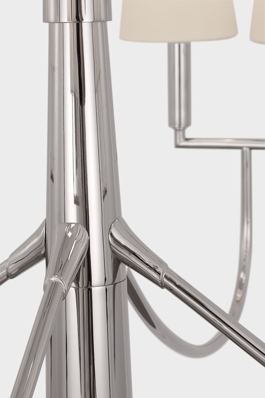 Farlane Large Chandelier | Polished Nickel | Linen Shades