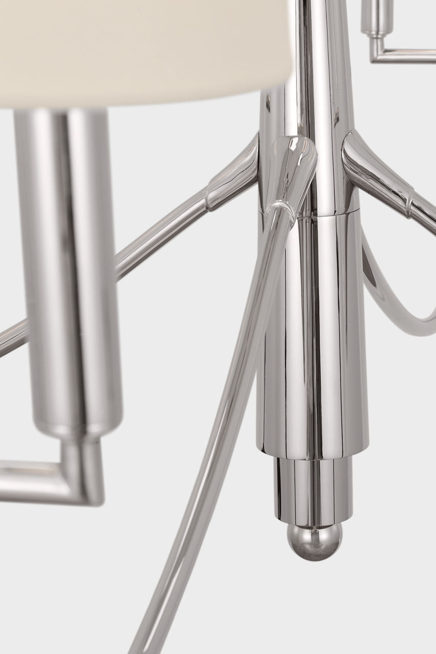 Farlane Large Chandelier | Polished Nickel | Linen Shades