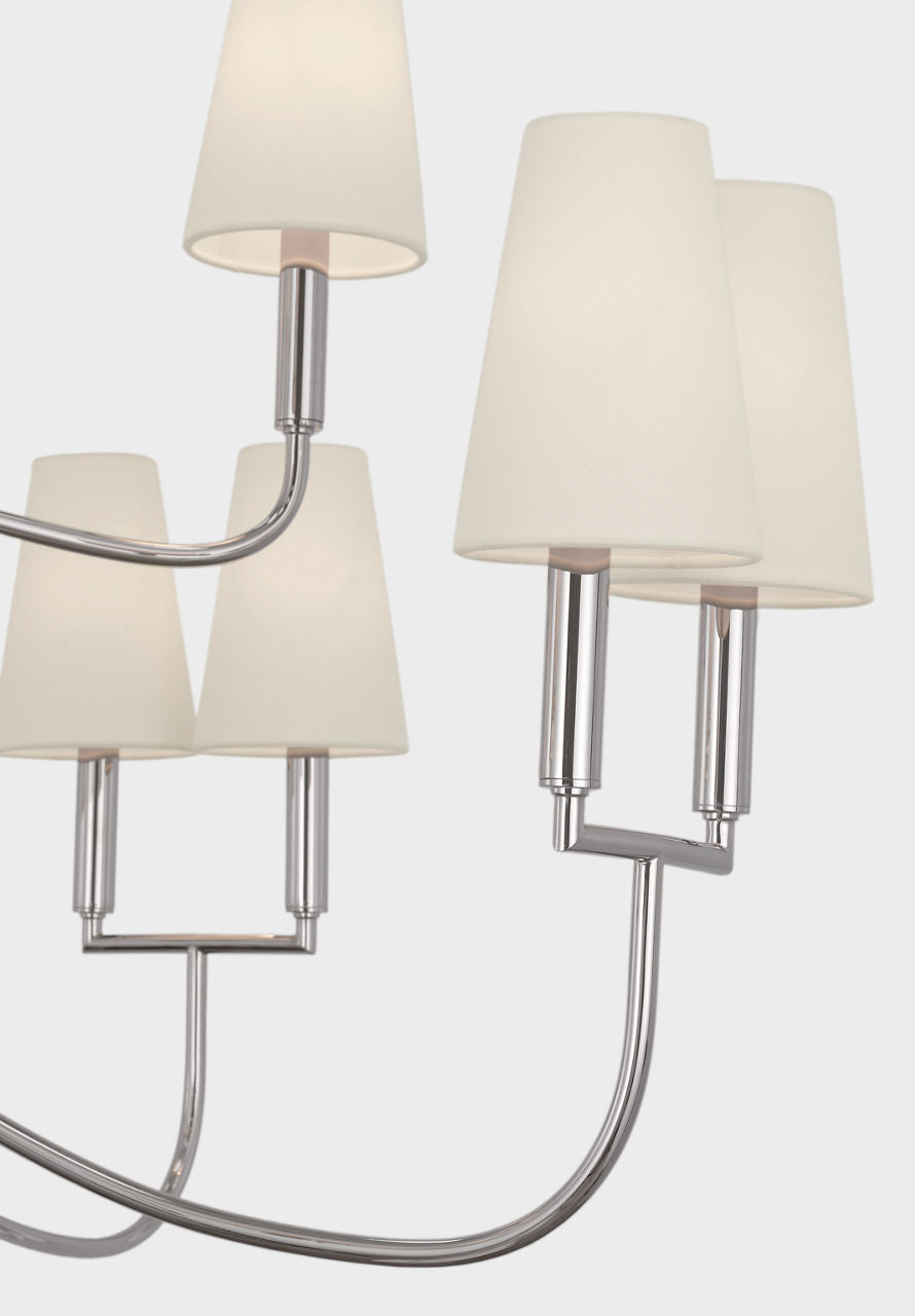 Farlane Large Chandelier | Polished Nickel | Linen Shades