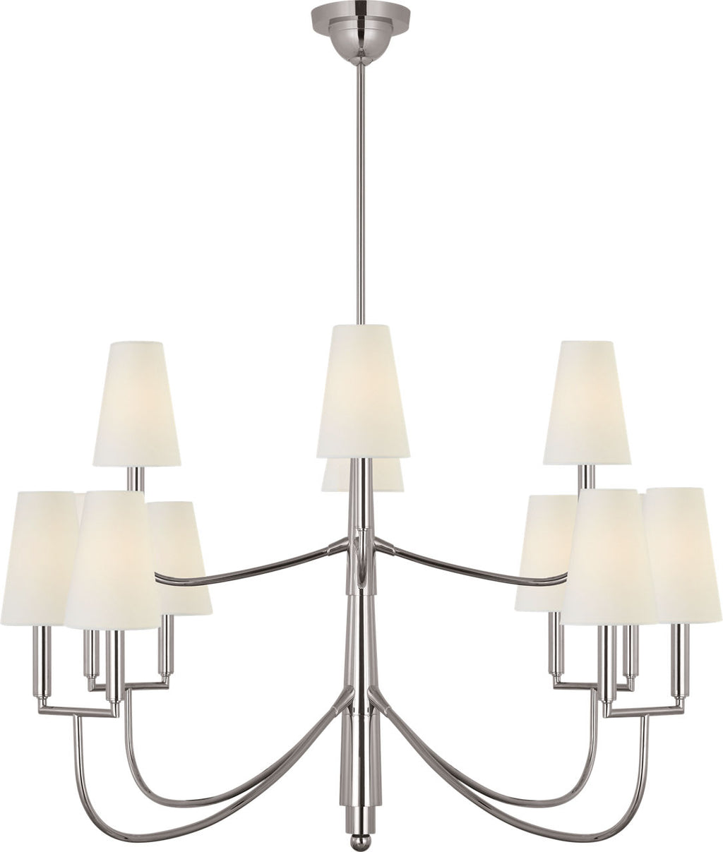 Farlane Large Chandelier | Polished Nickel | Linen Shades