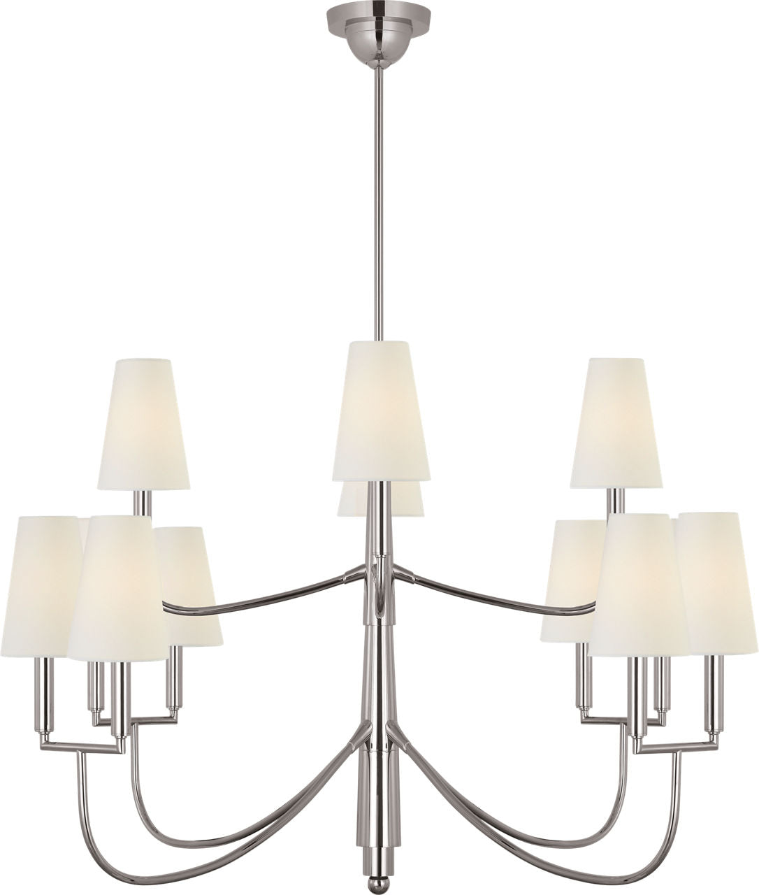 Farlane Large Chandelier | Polished Nickel | Linen Shades