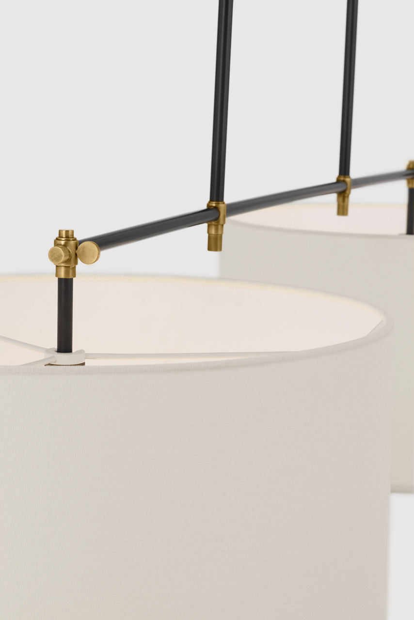 Bryant Medium Billiard | Bronze and Hand-Rubbed Antique Brass | Linen Shades