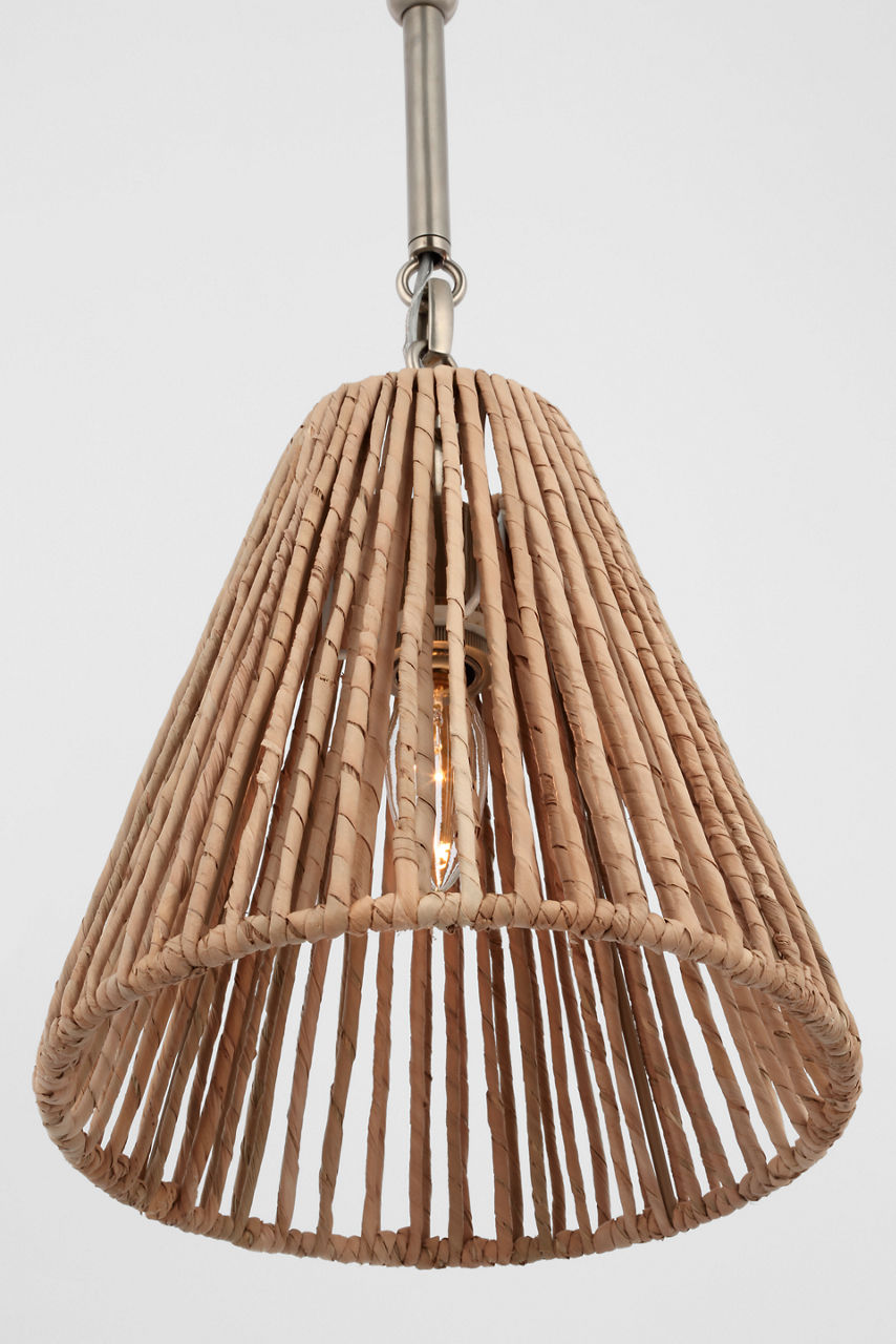 Goodman Petite Hanging Shade | Antique Nickel | Natural Abaca Shade
