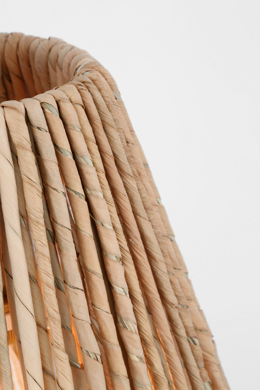 Goodman Petite Hanging Shade | Hand-Rubbed Antique Brass | Natural Abaca Shade