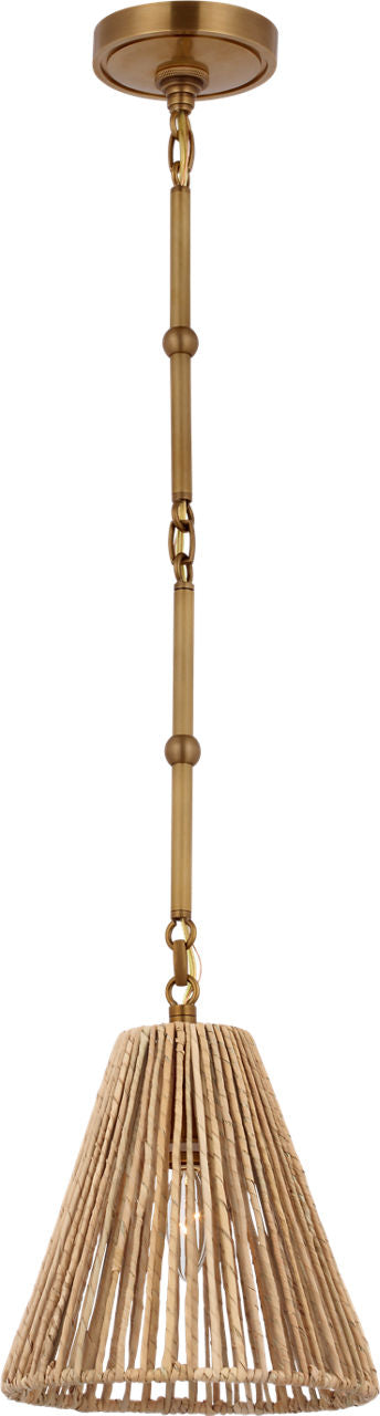 Goodman Petite Hanging Shade | Hand-Rubbed Antique Brass | Natural Abaca Shade