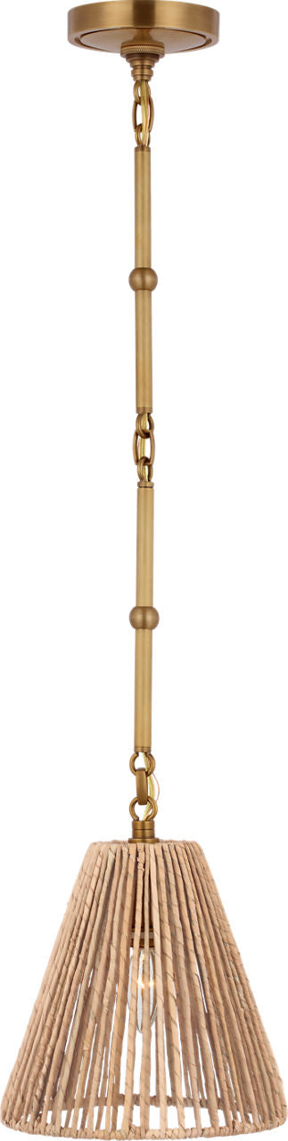 Goodman Petite Hanging Shade | Hand-Rubbed Antique Brass | Natural Abaca Shade