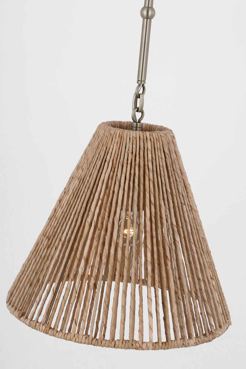 Goodman Small Hanging Light | Antique Nickel | Natural Abaca Shade