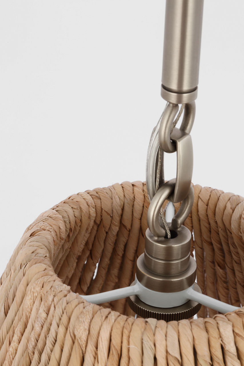 Goodman Small Hanging Light | Antique Nickel | Natural Abaca Shade