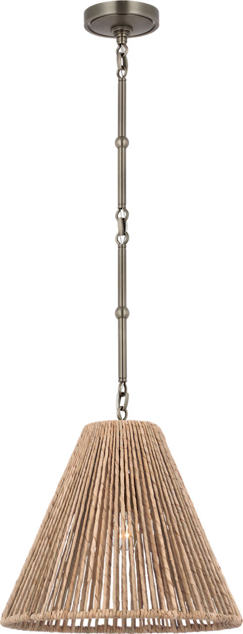 Goodman Small Hanging Light | Antique Nickel | Natural Abaca Shade
