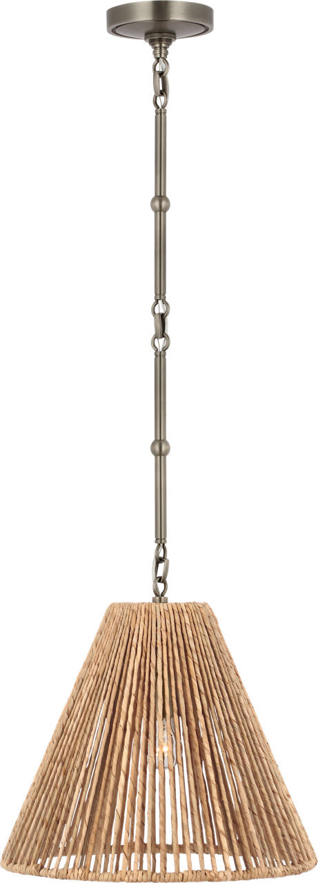 Goodman Small Hanging Light | Antique Nickel | Natural Abaca Shade