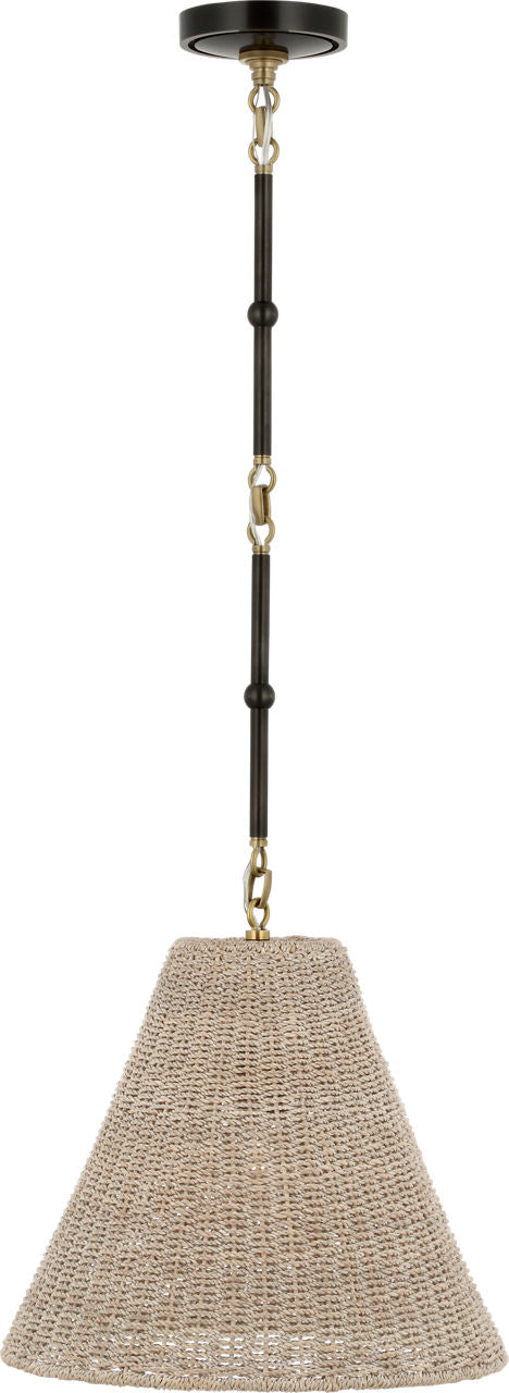 Goodman Small Hanging Light | Bronze and Hand-Rubbed Antique Brass | Ash Shade