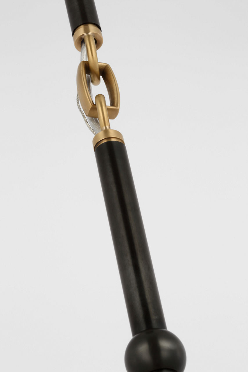 Goodman Small Hanging Light | Bronze and Hand-Rubbed Antique Brass | Natural Abaca Shade
