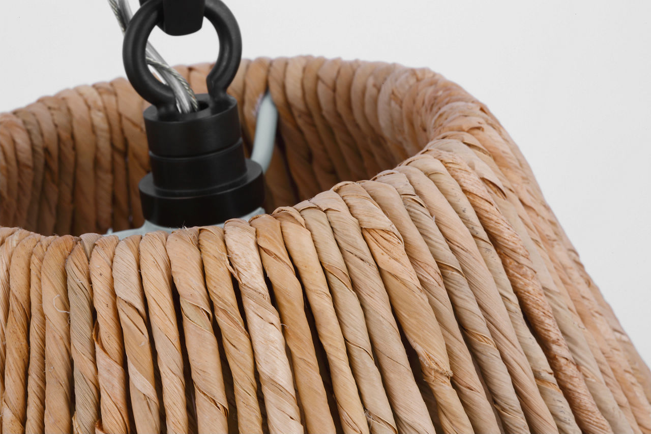 Goodman Small Hanging Light | Bronze | Natural Abaca Shade