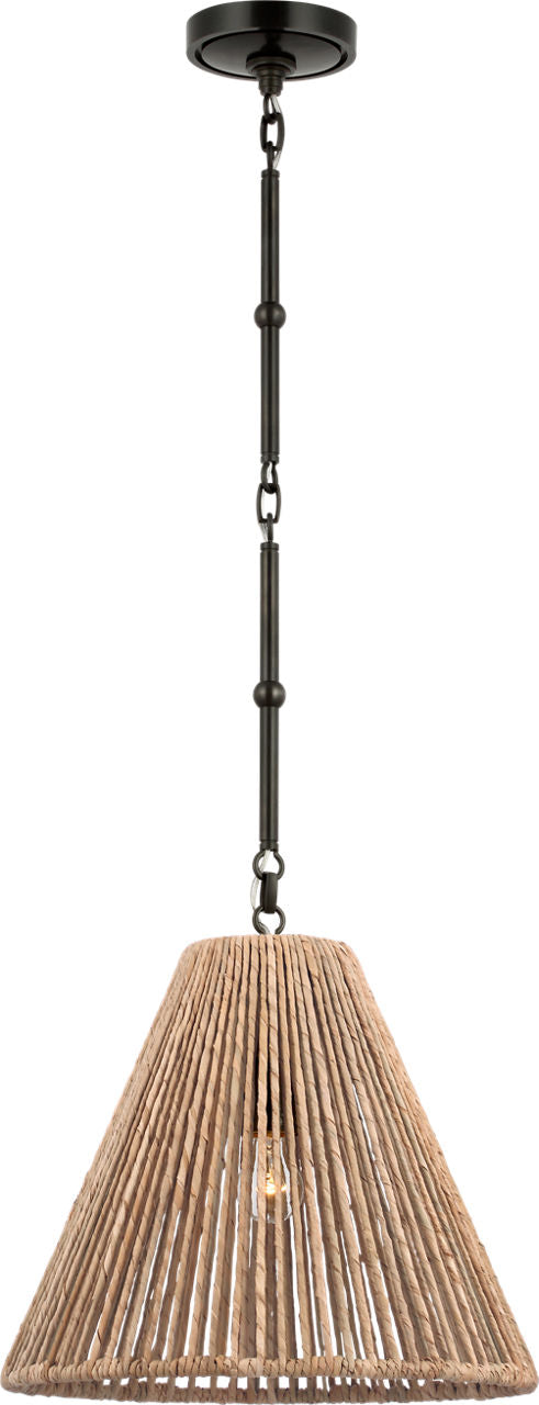 Goodman Small Hanging Light | Bronze | Natural Abaca Shade