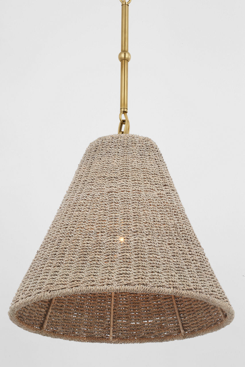 Goodman Small Hanging Light | Hand-Rubbed Antique Brass | Ash Shade