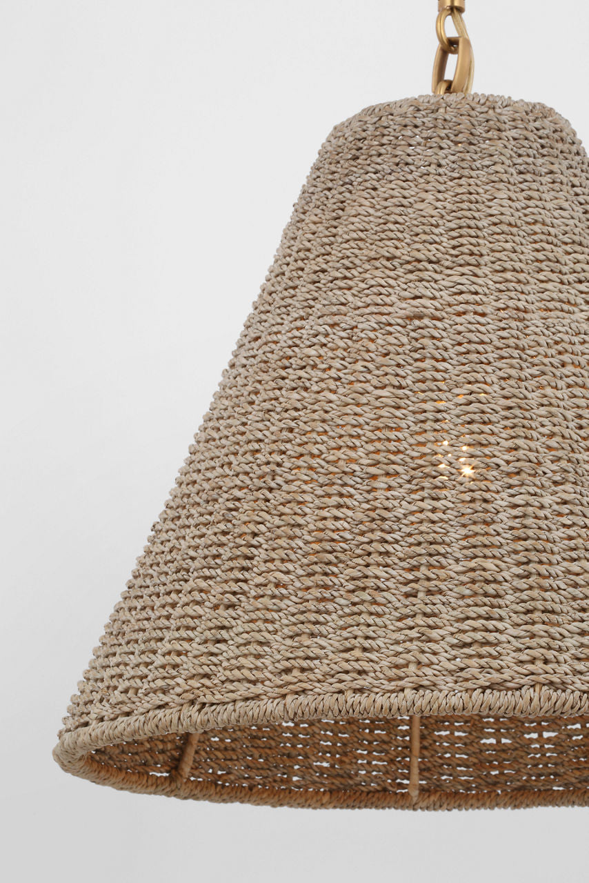 Goodman Small Hanging Light | Hand-Rubbed Antique Brass | Ash Shade