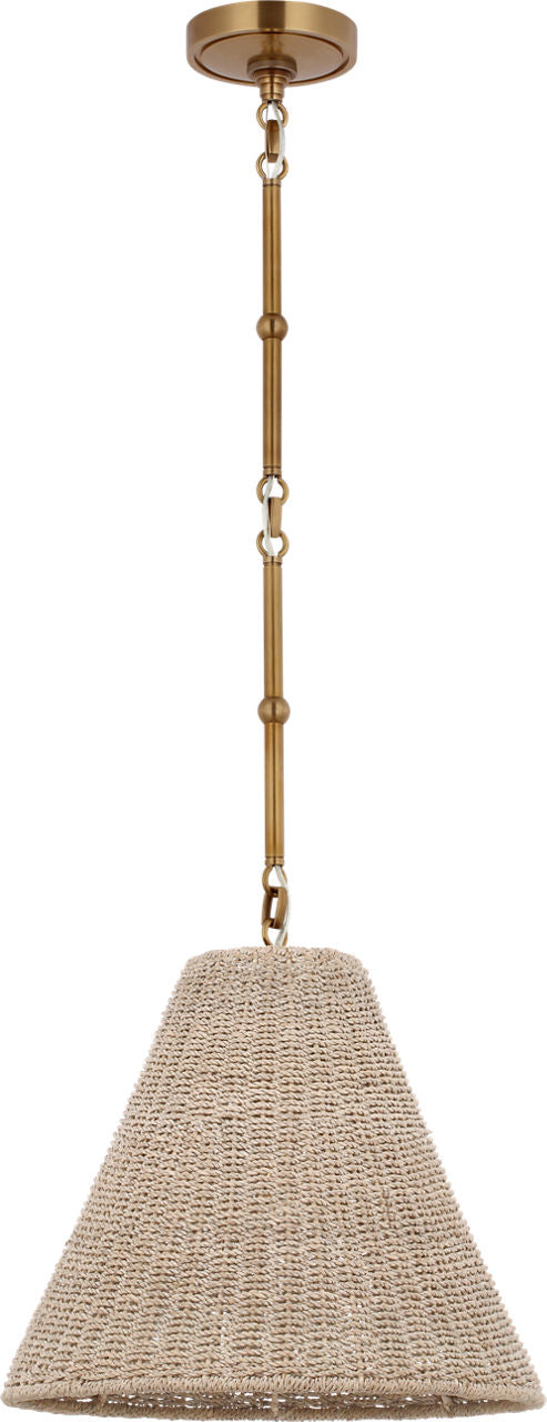 Goodman Small Hanging Light | Hand-Rubbed Antique Brass | Ash Shade