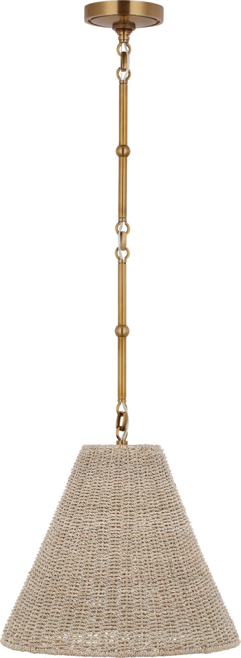 Goodman Small Hanging Light | Hand-Rubbed Antique Brass | Ash Shade