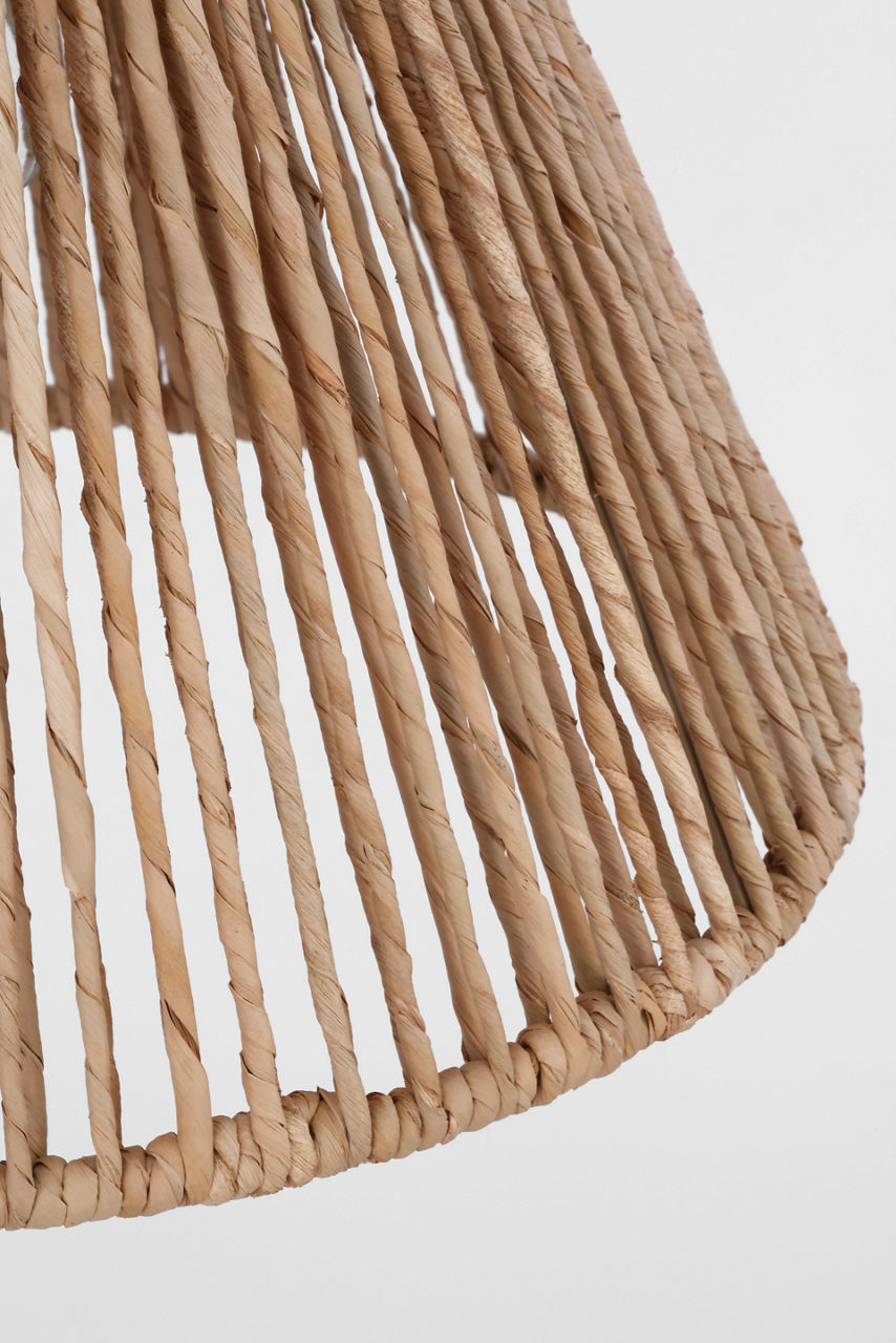 Goodman Small Hanging Light | Hand-Rubbed Antique Brass | Natural Abaca Shade
