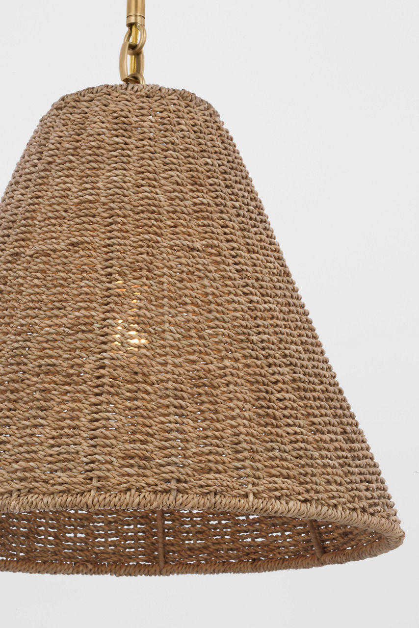 Goodman Small Hanging Light | Hand-Rubbed Antique Brass | Toast Shade