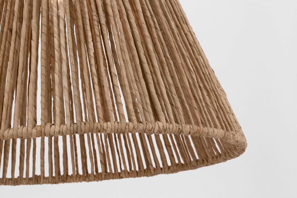 Goodman Medium Hanging Light | Antique Nickel | Natural Abaca Shade