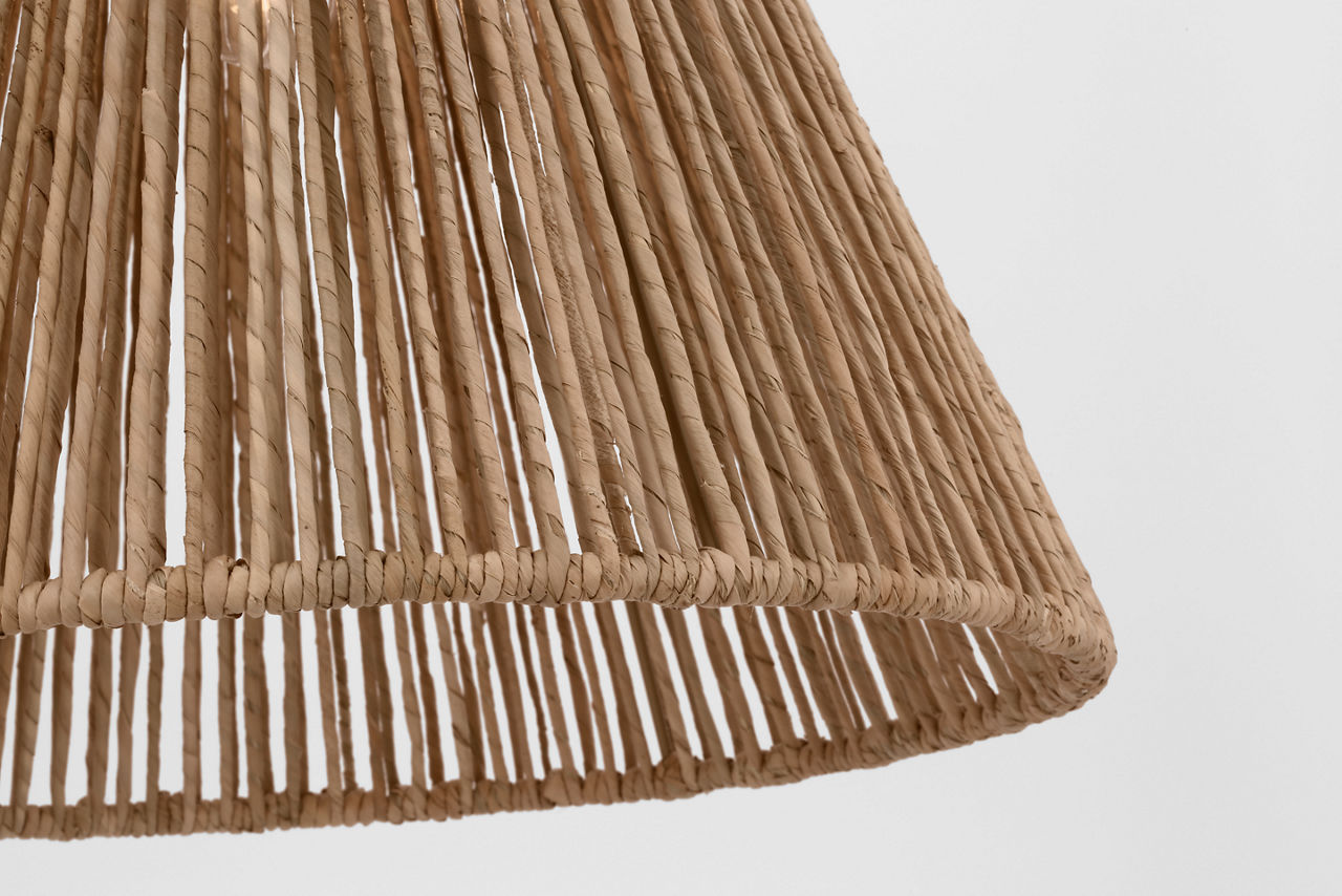 Goodman Medium Hanging Light | Antique Nickel | Natural Abaca Shade