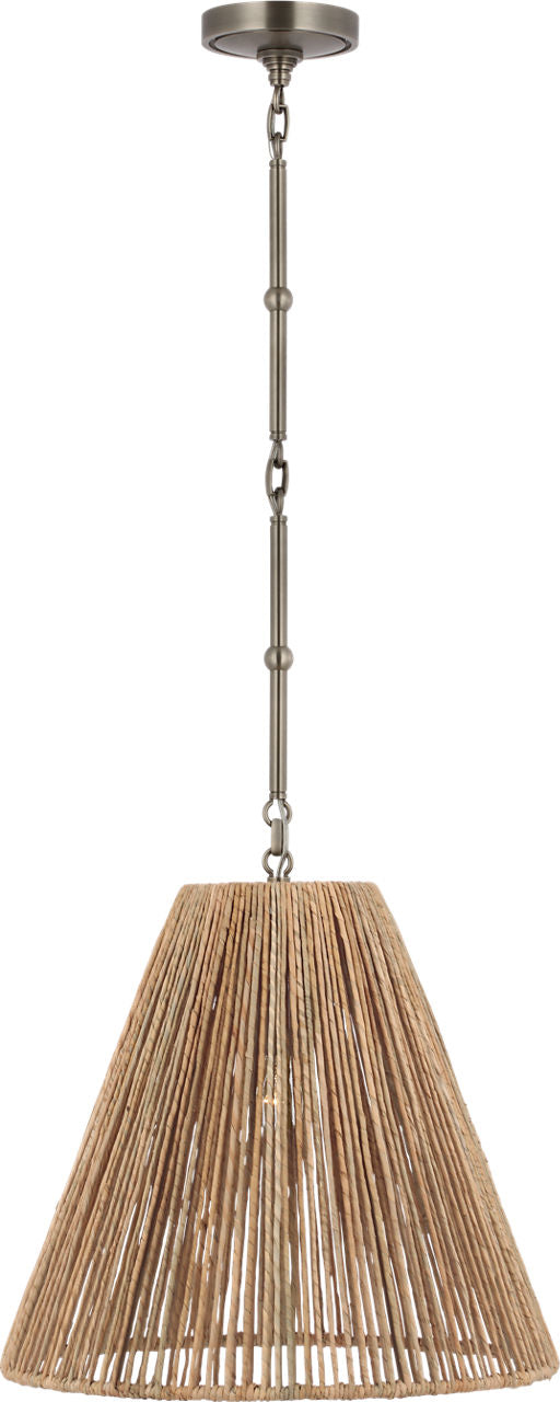 Goodman Medium Hanging Light | Antique Nickel | Natural Abaca Shade
