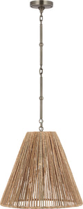 Goodman Medium Hanging Light | Antique Nickel | Natural Abaca Shade
