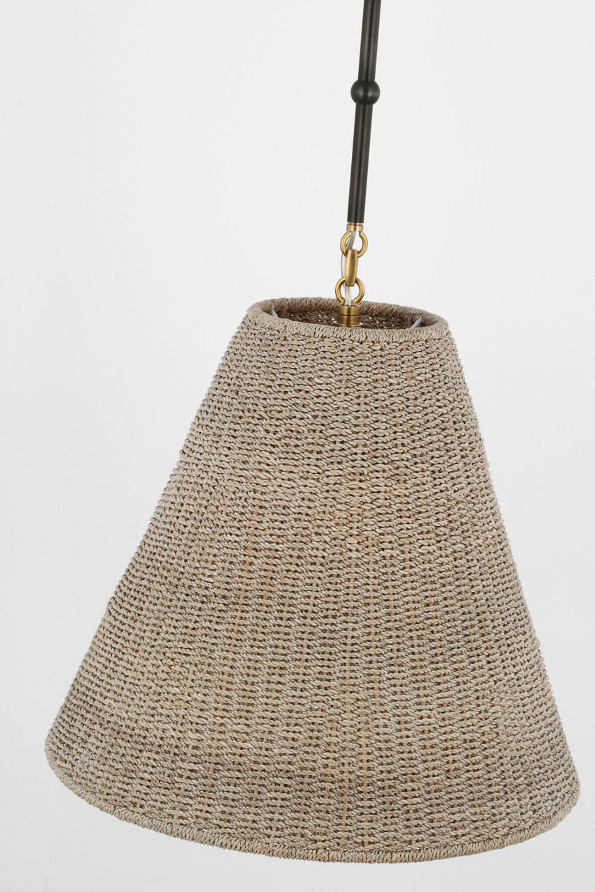 Goodman Medium Hanging Light | Bronze and Hand-Rubbed Antique Brass | Ash Shade