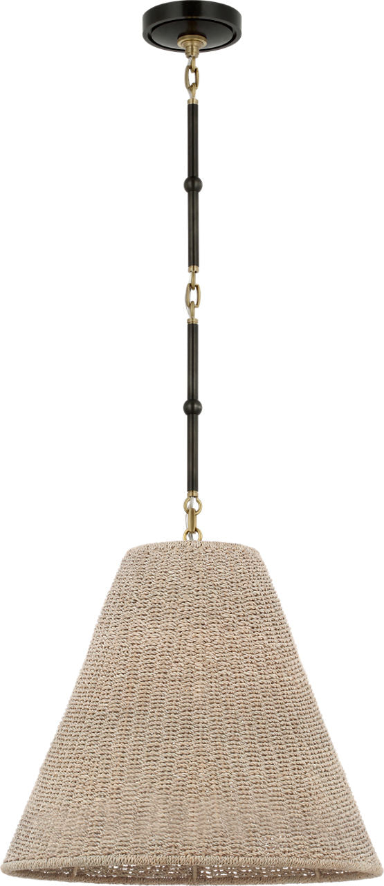 Goodman Medium Hanging Light | Bronze and Hand-Rubbed Antique Brass | Ash Shade
