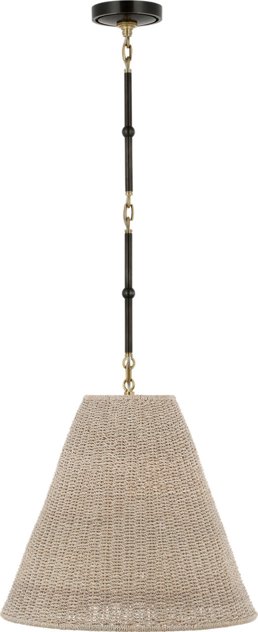 Goodman Medium Hanging Light | Bronze and Hand-Rubbed Antique Brass | Ash Shade
