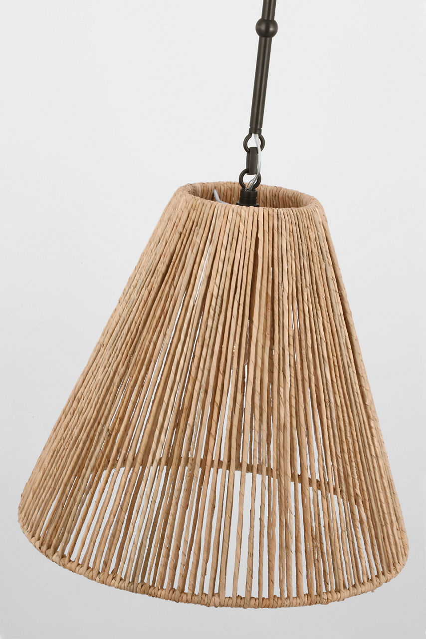 Goodman Medium Hanging Light | Bronze | Natural Abaca Shade