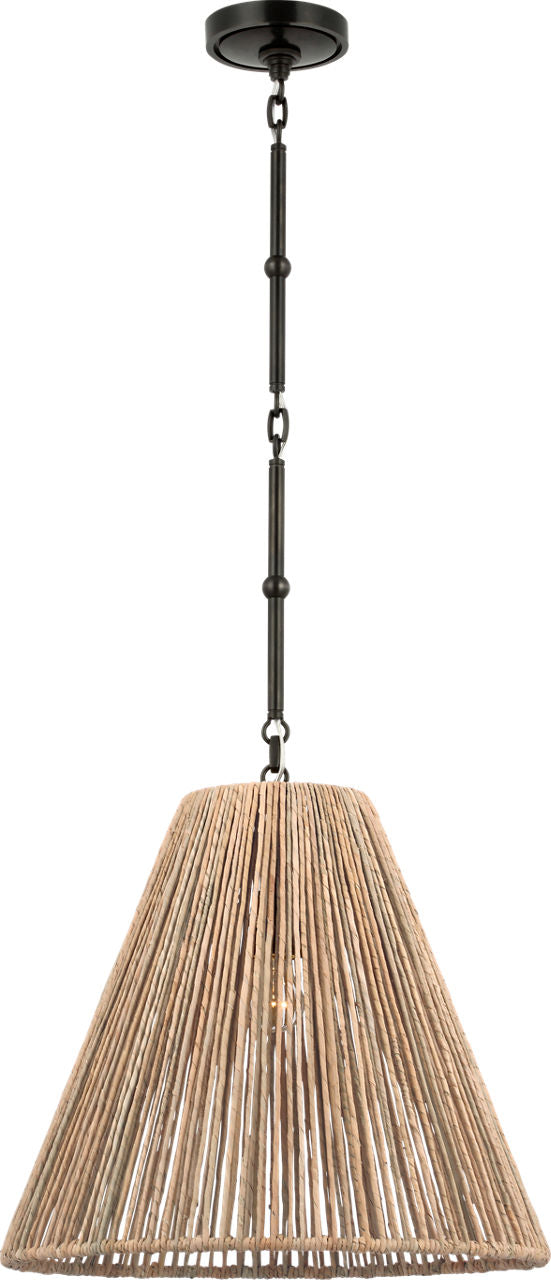 Goodman Medium Hanging Light | Bronze | Natural Abaca Shade