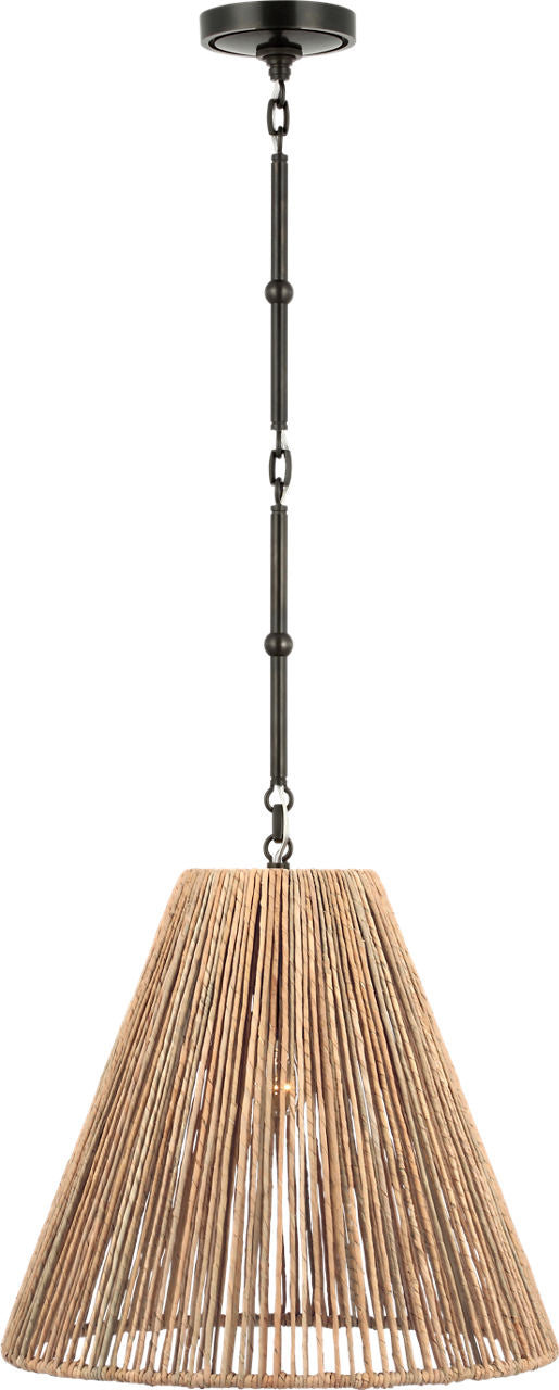 Goodman Medium Hanging Light | Bronze | Natural Abaca Shade