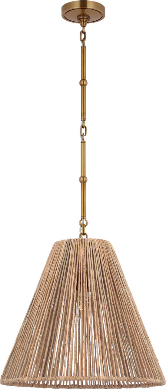 Goodman Medium Hanging Light | Hand-Rubbed Antique Brass | Natural Abaca Shade