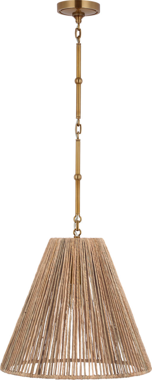 Goodman Medium Hanging Light | Hand-Rubbed Antique Brass | Natural Abaca Shade