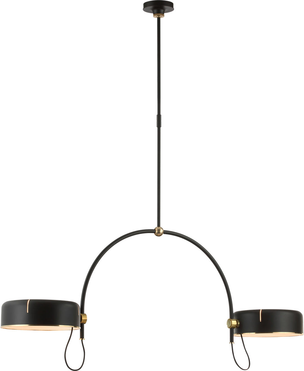 Oso 54" Linear Arched Pendant | Modern Iron and Hand-Rubbed Antique Brass | Modern Iron Shade